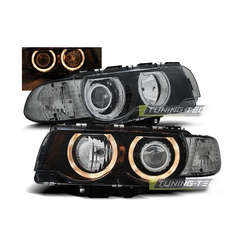 Phares Avant Angel Eyes H7 H7 BMW E38 09 98 07 01 Noir