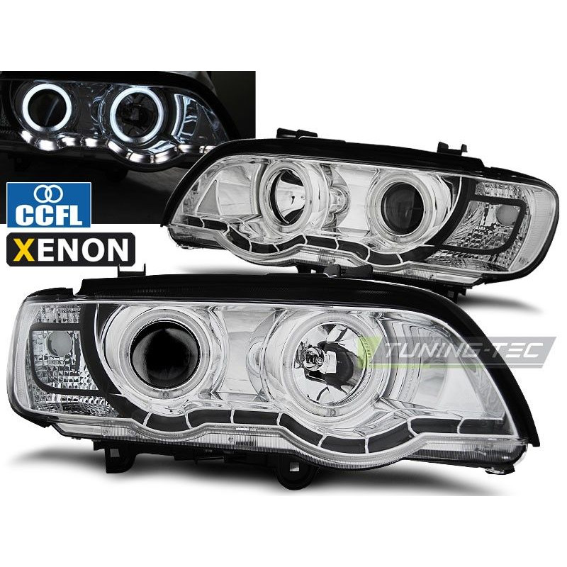 Phares Avant Angel Eyes CCFL Xénon D2S H1 BMW X5 E53 09 99 10 03 Ch