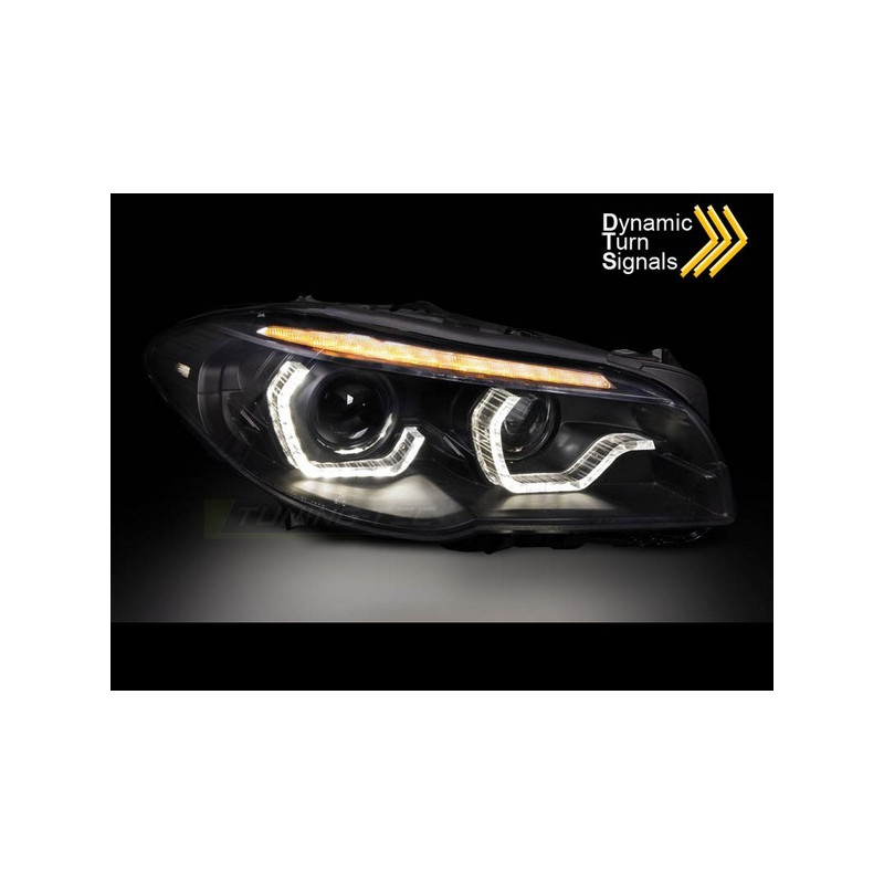 Phares avant Xénon Angel Eyes noir Led DRL SEQ pour BMW F10 F11 10 13