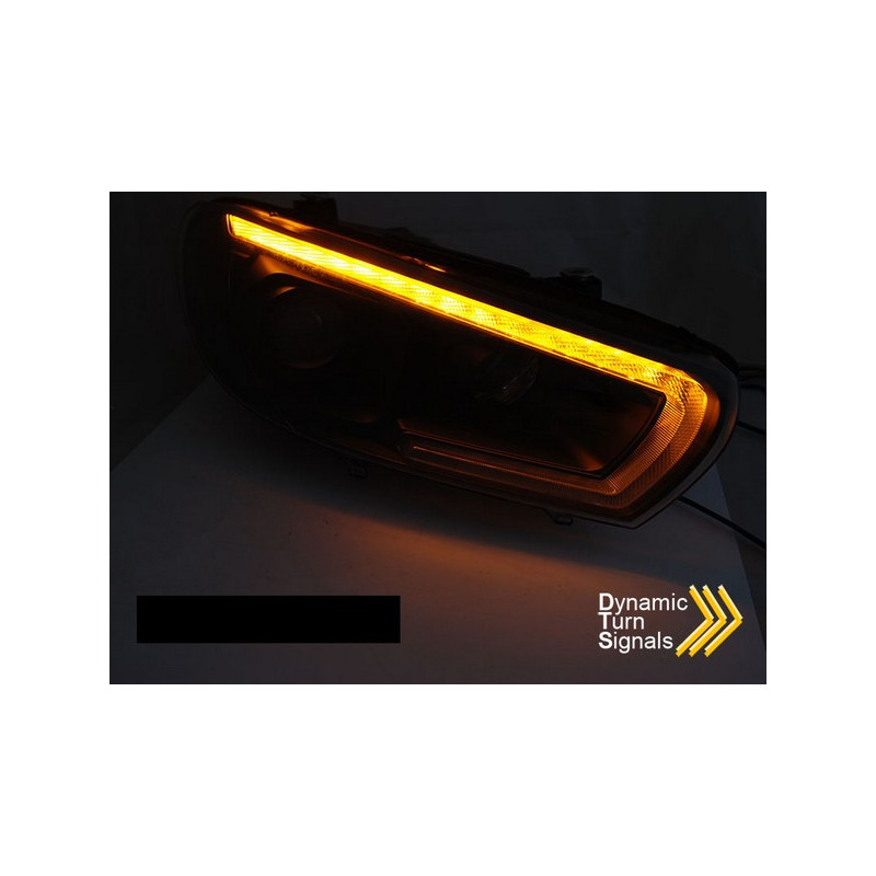 Phares Avant Led Tube Light Noir Drl Seq Pour Vw Scirocco