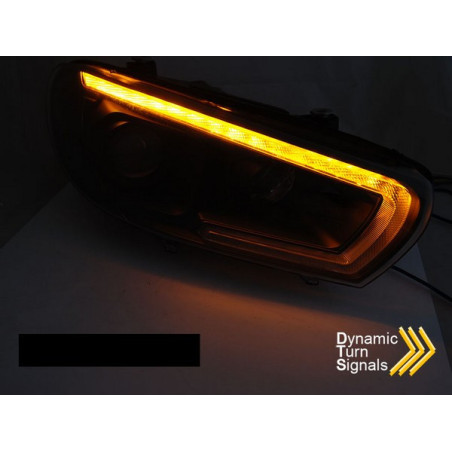 Phares Avant Led Tube Light Noir Drl Seq Pour Vw Scirocco