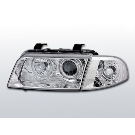 Phares Avant Angel Eyes Audi A4 B5 11.94-12.98 Chrome