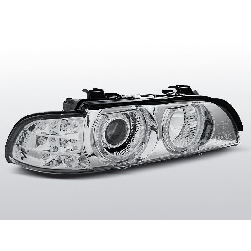 Phares Avant Angel Eyes BMW Serie 5 E39 Berline 09.95-06.03 Chrome