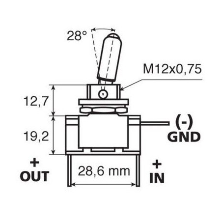 Wippschalter 2 Positionen 12V 20A rot