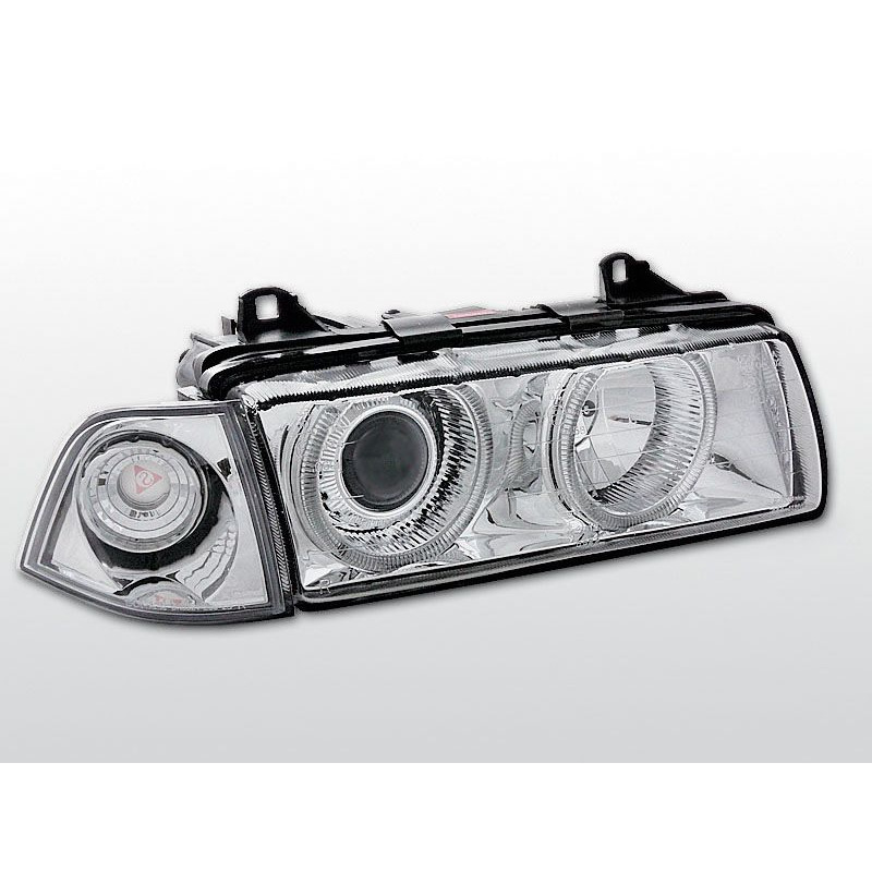 Phares Avant Angel Eyes BMW Serie 3 E36 Berline/Touring 12.90-08.99 Chrome