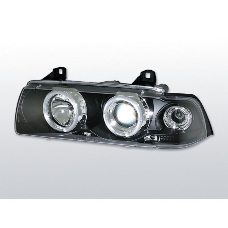 Phares Avant Angel Eyes BMW Serie 3 E36 Cpé/Cab 12.90-08.99 Noir