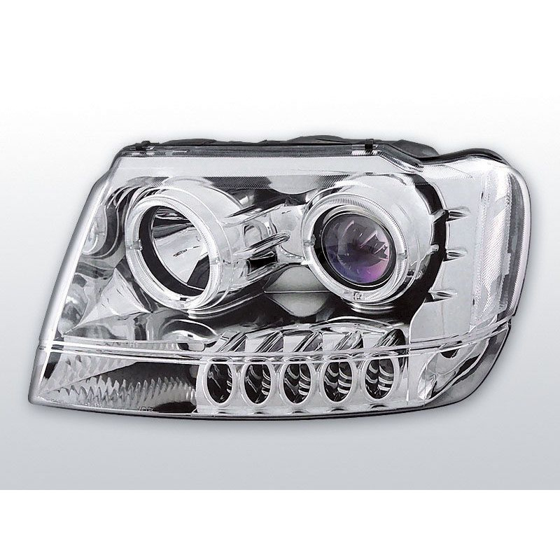 Phares Avant Angel Eyes Chrysler Jeep Grand Cherokee WJ 99-05.05 Chrome