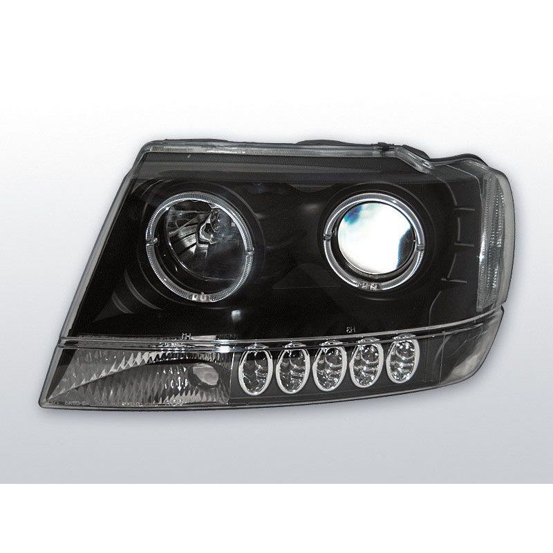 Phares Avant Angel Eyes Chrysler Jeep Grand Cherokee WJ 99-05.05 Noir