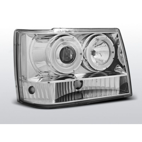 Phares Avant Angel Eyes Chrysler Jeep Grand Cherokee JZ 93-98 Chrome