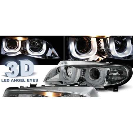 Angel Eyes 3D Front Headlights BMW Serie 3 E46 Sedan/Touring 09.01-03.05 Chrome