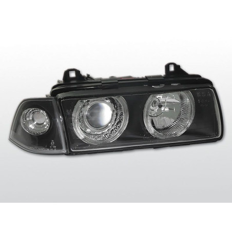 Phares Avant Angel Eyes BMW Serie 3 E36 Berline/Touring 12.90-08.99 Noir