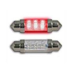 2 Ampoules navette à Leds rouge 39 mm