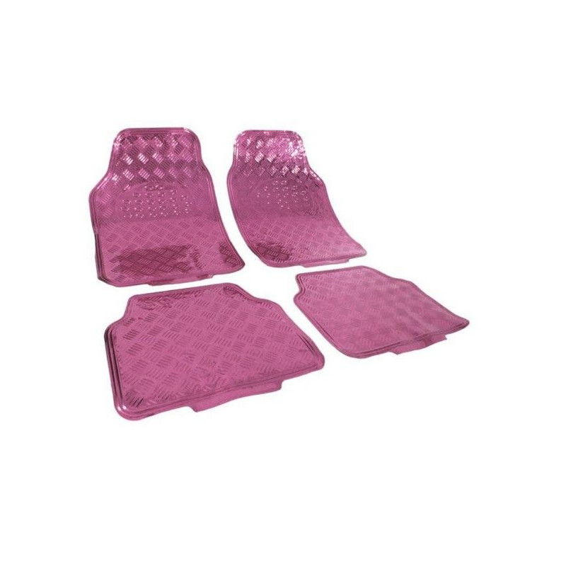 Tapis de sol look alu couleur rose 4 pièces