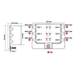 12/24V-Sicherungskasten 1 Eingang – 6 Ausgänge