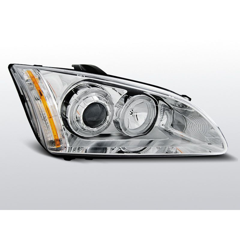 Phares Avant Angel Eyes Ford Focus II 09.04-01.08 Chrome