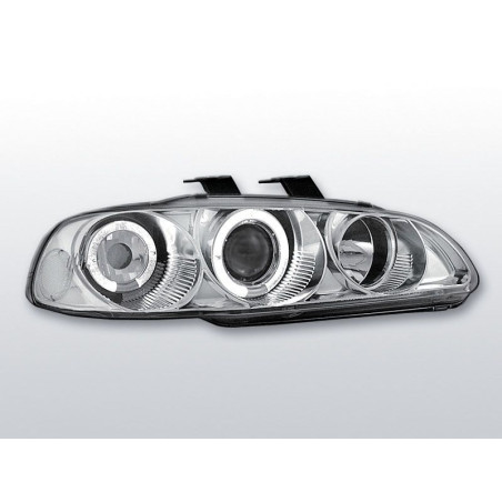 Phares Avant Angel Eyes Honda Civic 09.91-08.95 2/3 ptes Chrome