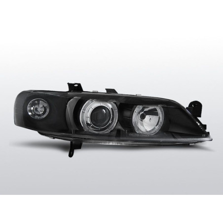 Phares Avant Angel Eyes Opel Vectra B 99-02 Noir