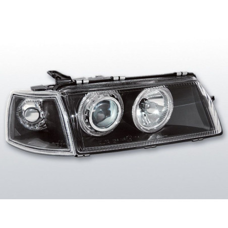 Phares Avant Angel Eyes Opel Vectra A 09.88-10.95 Noir