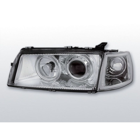 Phares Avant Angel Eyes Opel Vectra A 09.88-10.95 Chrome