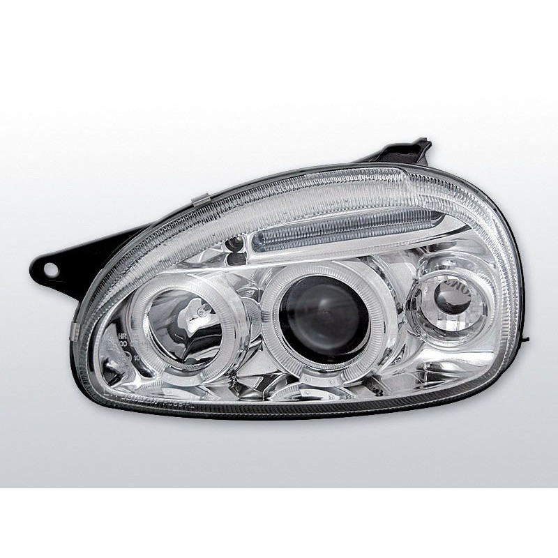 Phares Avant Angel Eyes Opel Corsa B 02.93-10.00 Chrome