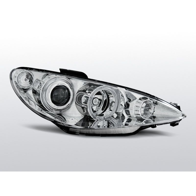 Phares Avant Angel Eyes Peugeot 206 02- Chrome