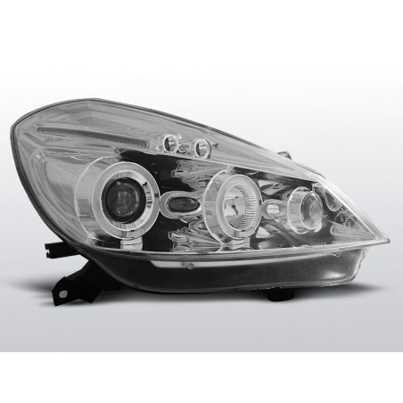 Phares Avant Angel Eyes Renault Clio 3 05-09 Chrome