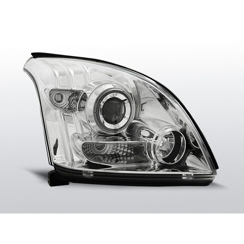 Phares Avant Angel Eyes CCFL Toyota Land Cruiser 120 03-09 Chrome