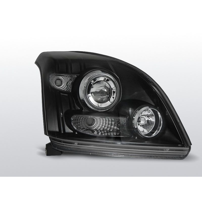 Phares Avant Angel Eyes CCFL Toyota Land Cruiser 120 03-09 Noir