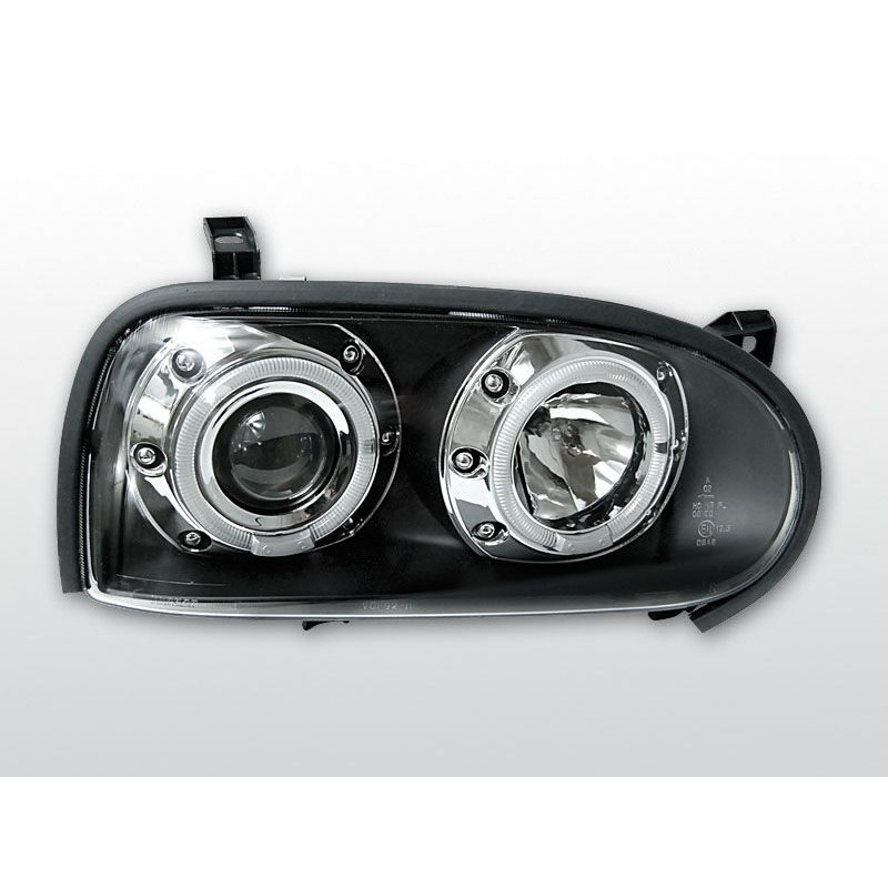 Phares Avant Angel Eyes Volkswagen Golf 3 09.91-08.97 Noir Phares avant