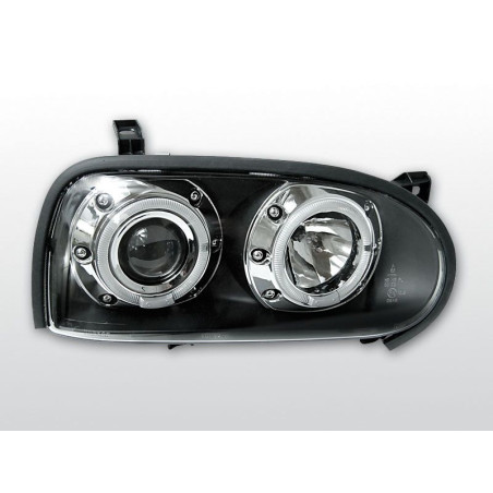 Phares Avant Angel Eyes Volkswagen Golf 3 09.91-08.97 Noir