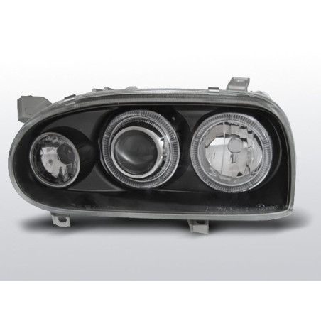 Phares Avant Angel Eyes Volkswagen Golf 3 09.91-08.97 Noir