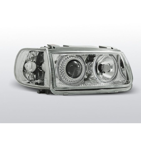 Phares Avant Angel Eyes Volkswagen Polo 6N 10.94-09.99 Chrome