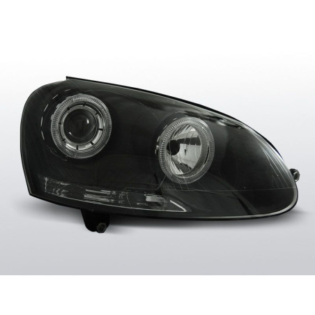 Phares Avant Angel Eyes Volkswagen Golf 5 10.03-09 Noir Phares avant