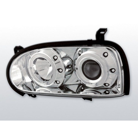 Phares Avant Angel Eyes Volkswagen Golf 3 09.91-08.97 Chrome Phares avant