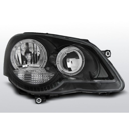 Phares Avant Angel Eyes Volkswagen Polo 9N3 04.05-09 Noir