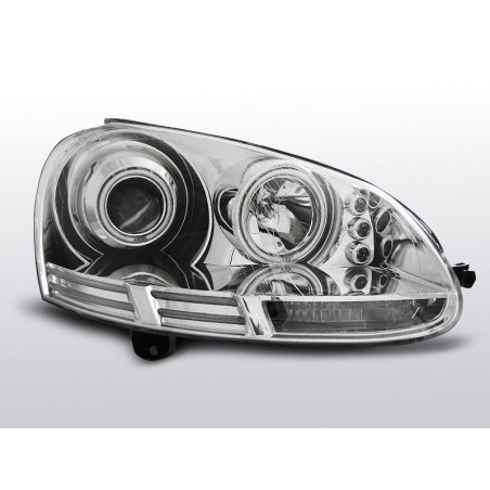 Phares Avant Angel Eyes CCFL Volkswagen Golf 5 10.03-09 Chrome