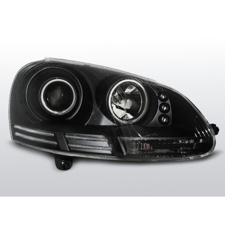 Phares Avant Angel Eyes CCFL Volkswagen Golf 5 10.03-09 Noir Phares avant