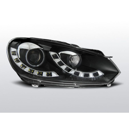 Phares Avant Daylight Dual DRL Volkswagen Golf 6 10.08-12 Noir