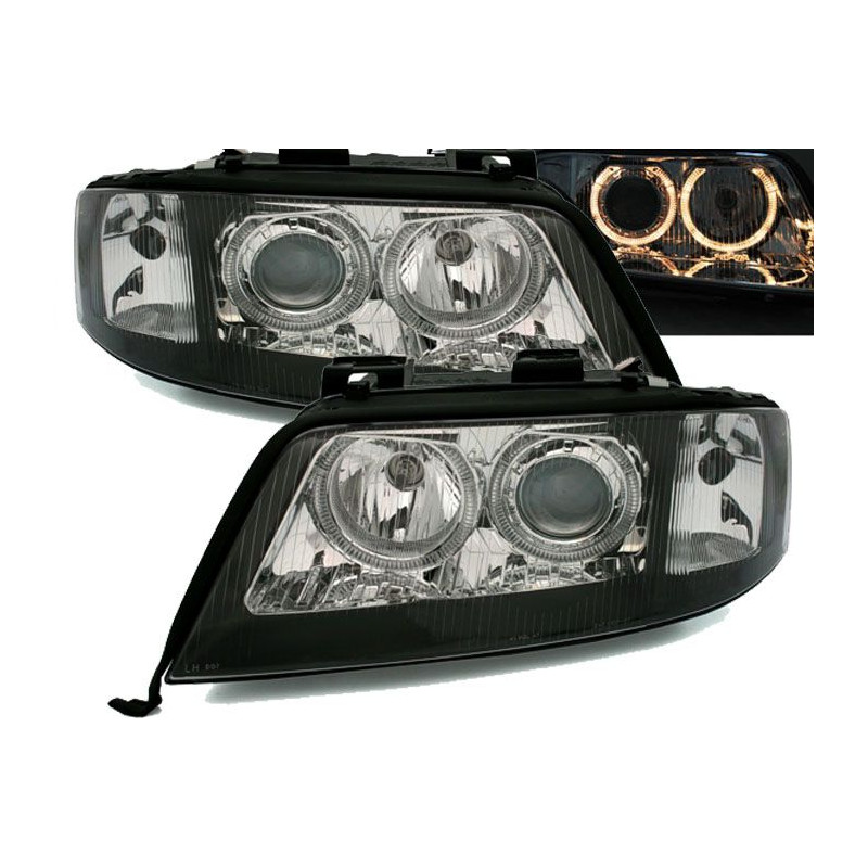 Frontscheinwerfer Angel Eyes Xenon D2S Audi A6 C5 10.99-06.01 Schwarz LPAU86