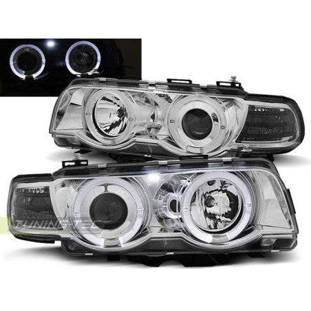 Headlights Angel Eyes H7/H1 BMW E38 09.98-07.01 Chrome