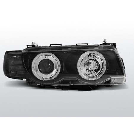 Phares Avant Angel Eyes H7/H1 BMW E38 09.98-07.01 Noir