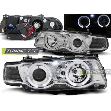 Headlights Angel Eyes Xenon D2S BMW E38 09.98-07.01 Chrome