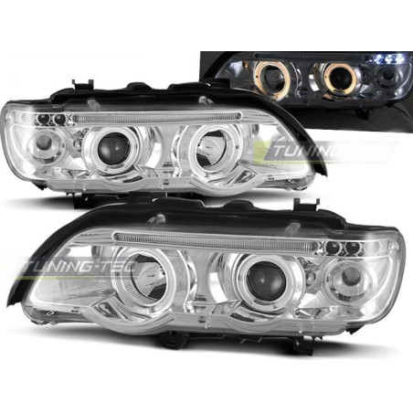 Angel Eyes Front Headlights BMW X5 E53 09.99-10.03 Chrome