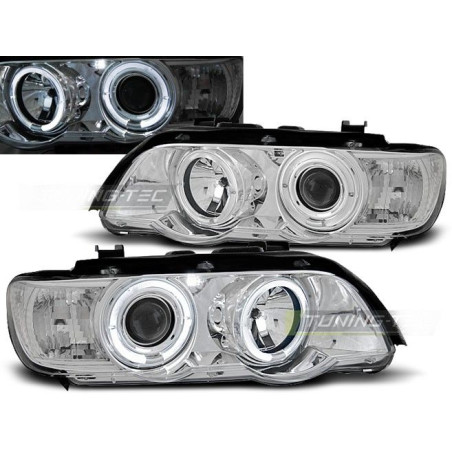 Angel Eyes Front Headlights BMW X5 E53 09.99-10.03 Chrome