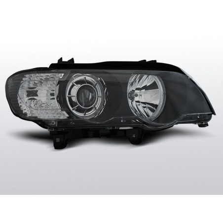 Phares Avant Angel Eyes BMW X5 E53 09.99-10.03 Noire