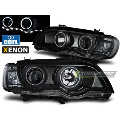 Front Headlights Angel Eyes CCFL/Xenon D2S H1 BMW X5 E53 09.99-10.03 Black