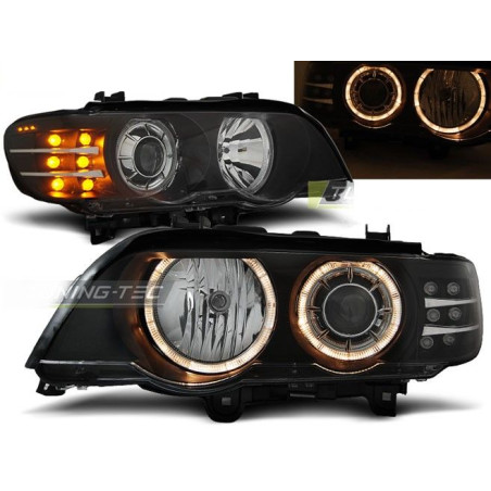 Headlights Angel Eyes H7/H7 BMW X5 E53 09.99-10.03 Black