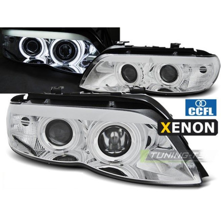 Headlights Angel Eyes CCFL/Xenon D2S H7 BMW X5 E53 11.03-06 Chrome