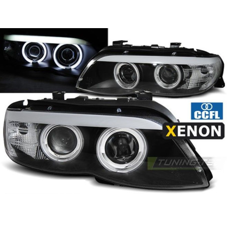 Front Headlights Angel Eyes CCFL/Xenon D2S H7 BMW X5 E53 11.03-06 Black