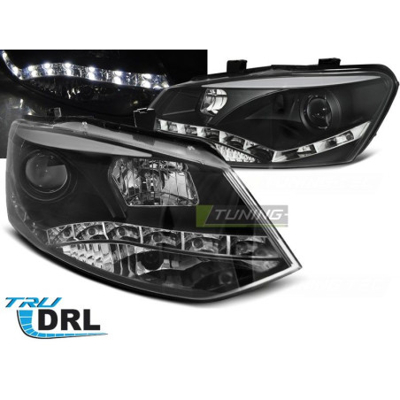 Phares Avant Volkswagen Polo 6R 09-03.14 DRL Noir Phares avant